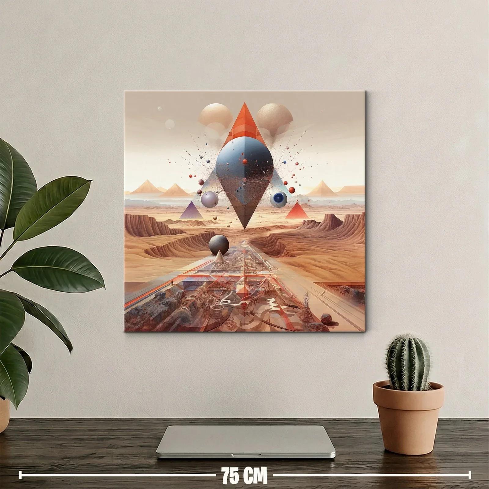 Geometría cósmica con tonos cálidos y formas flotantes — miniatura 2