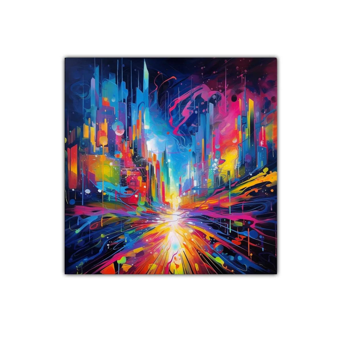 Explosión de colores vibrantes en paisaje urbano futurista — imagen principal