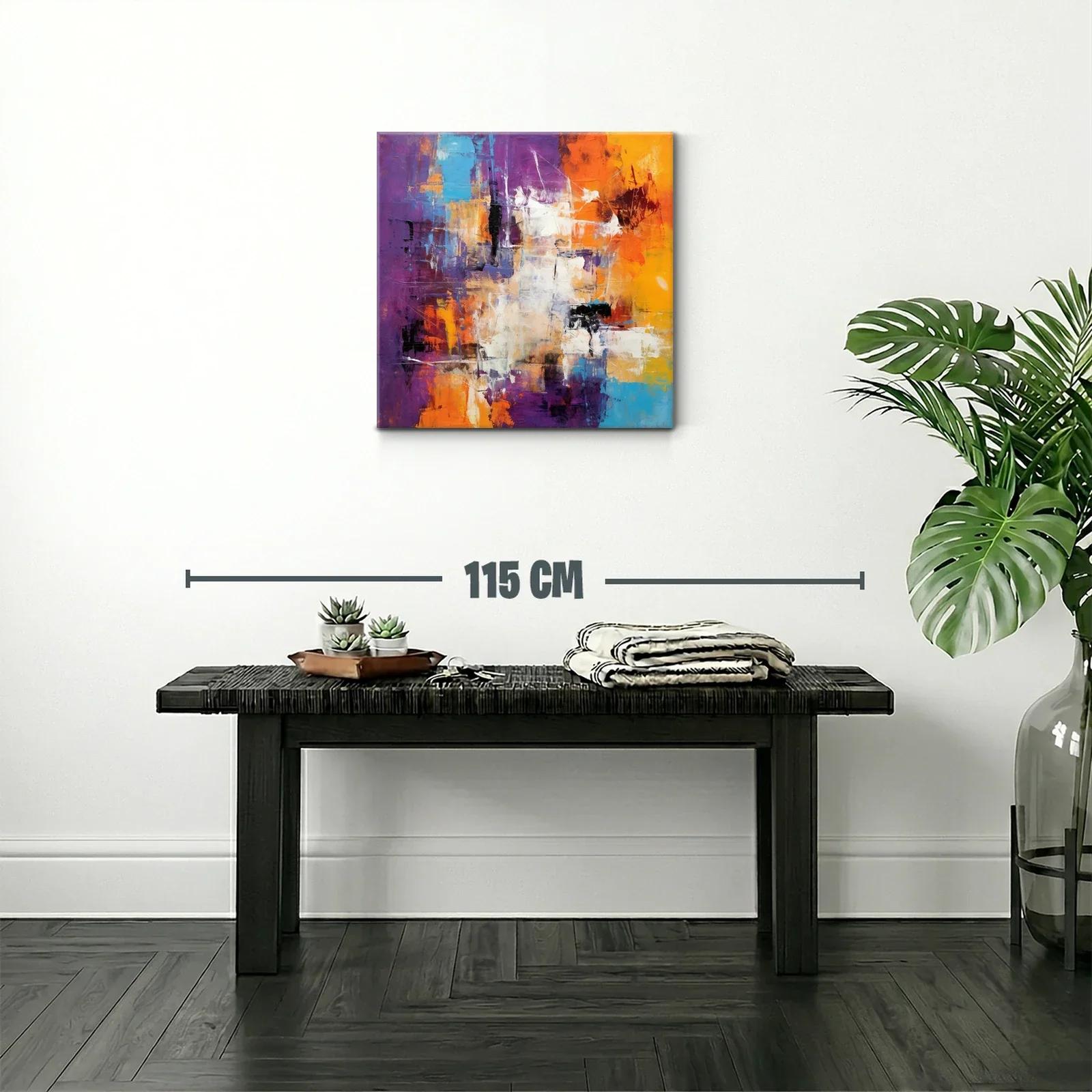 Cuadro abstracto con vibrantes tonos cálidos y fríos — miniatura 2