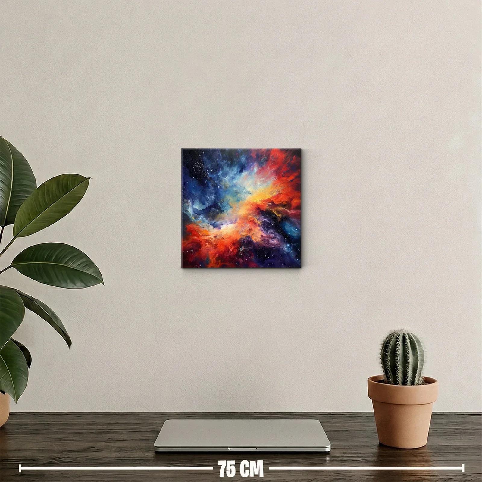 Cuadro abstracto con explosión cósmica de colores vibrantes — miniatura 2
