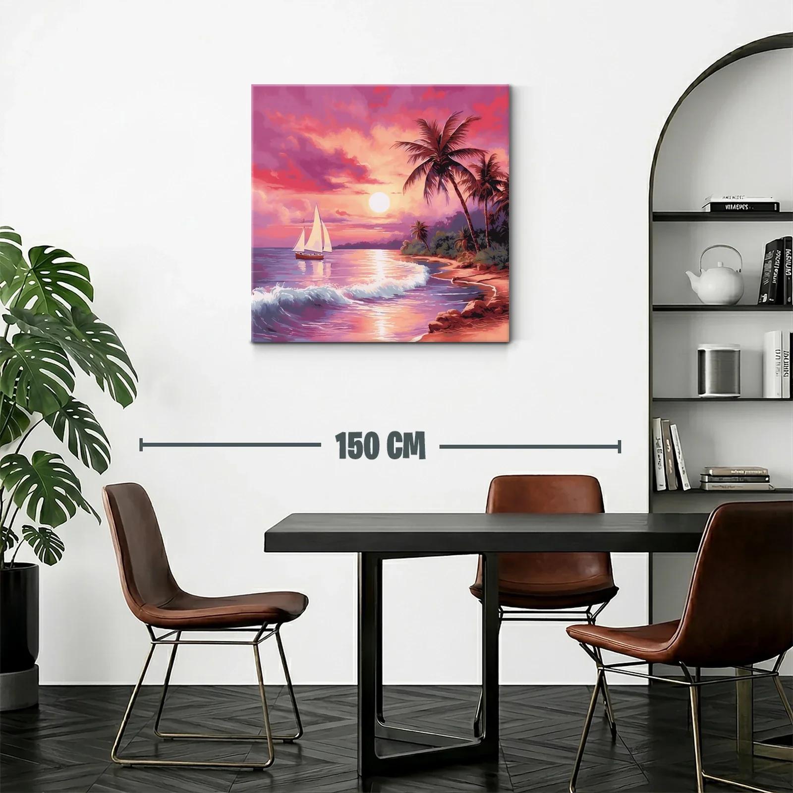 Atardecer tropical con velero en cielo vibrante — miniatura 2