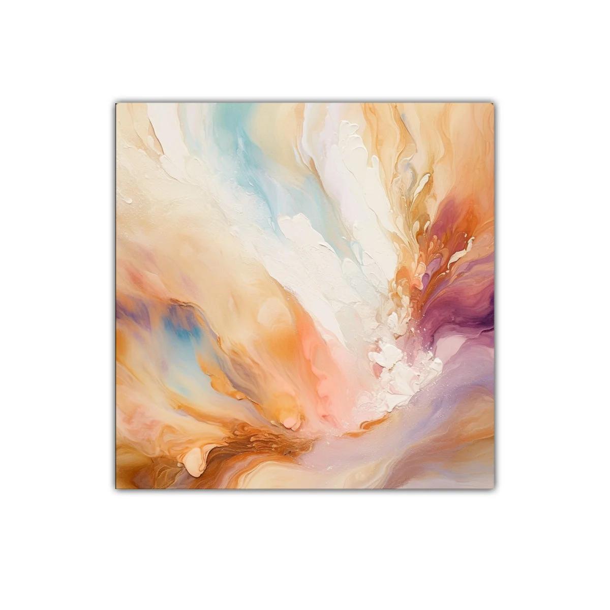 Cuadro abstracto con tonos pastel y cálidos envolventes