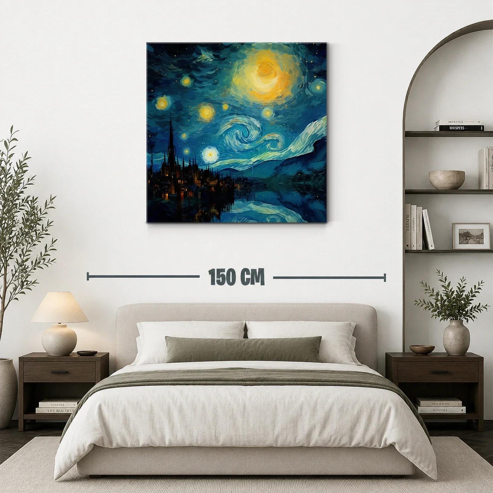 Noche estrellada sobre ciudad con reflejos intensos — miniatura 3