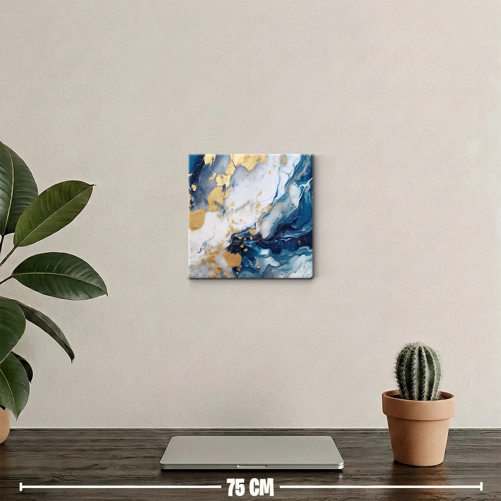 Cuadro decorativo con diseño abstracto en azul y dorado — miniatura 2
