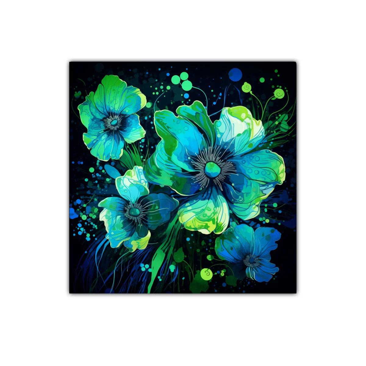 Flores vibrantes en tonos azules y verdes intensos — imagen principal