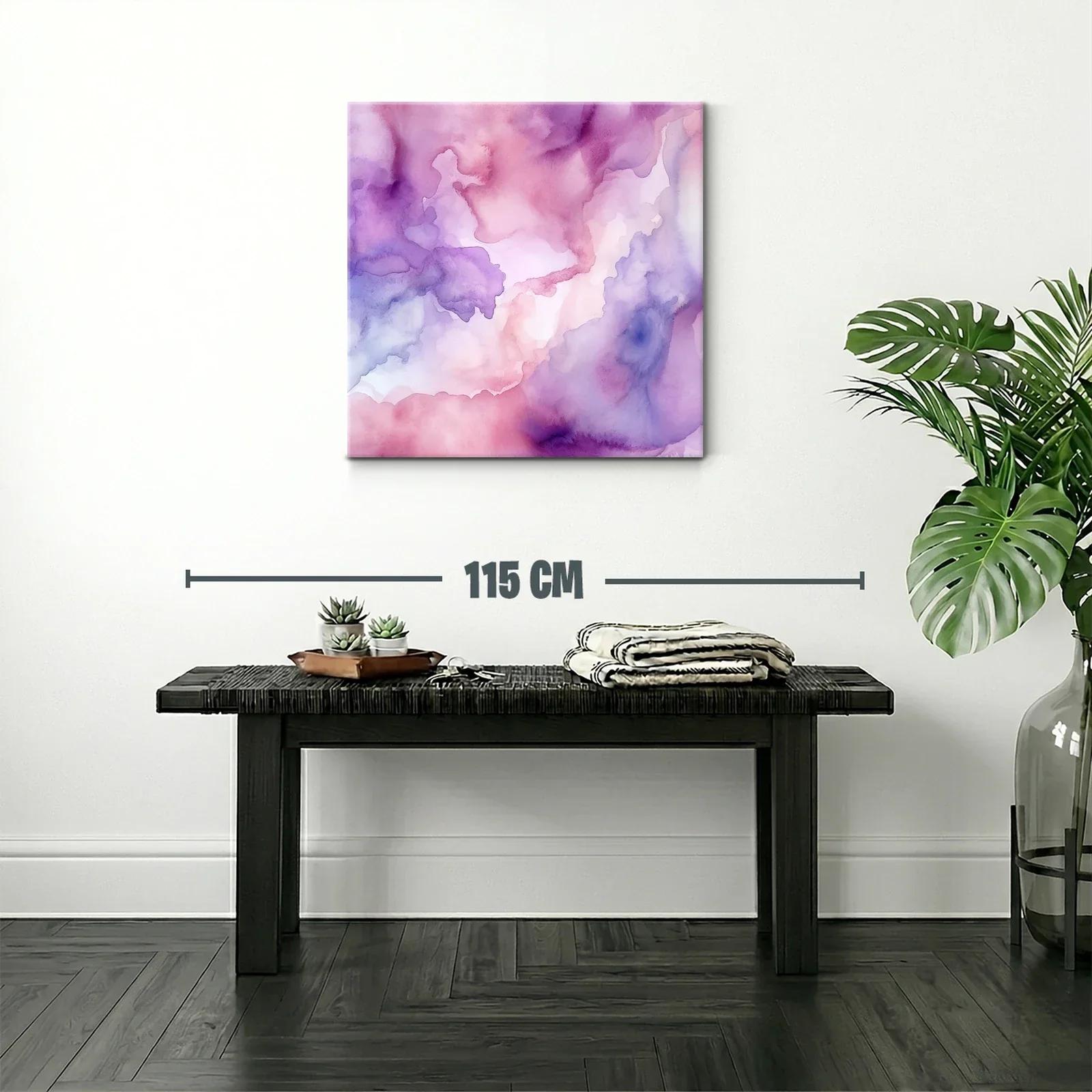 Cuadro abstracto en tonos suaves de morado y rosa — miniatura 2
