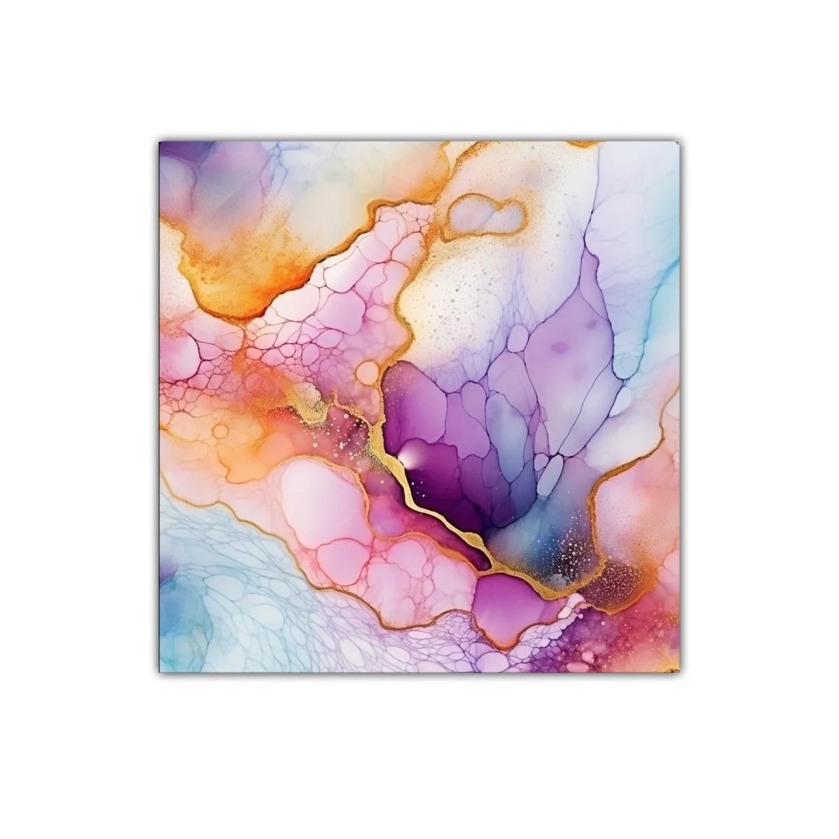 Cuadro decorativo arte abstracto colores vibrantes y dorados