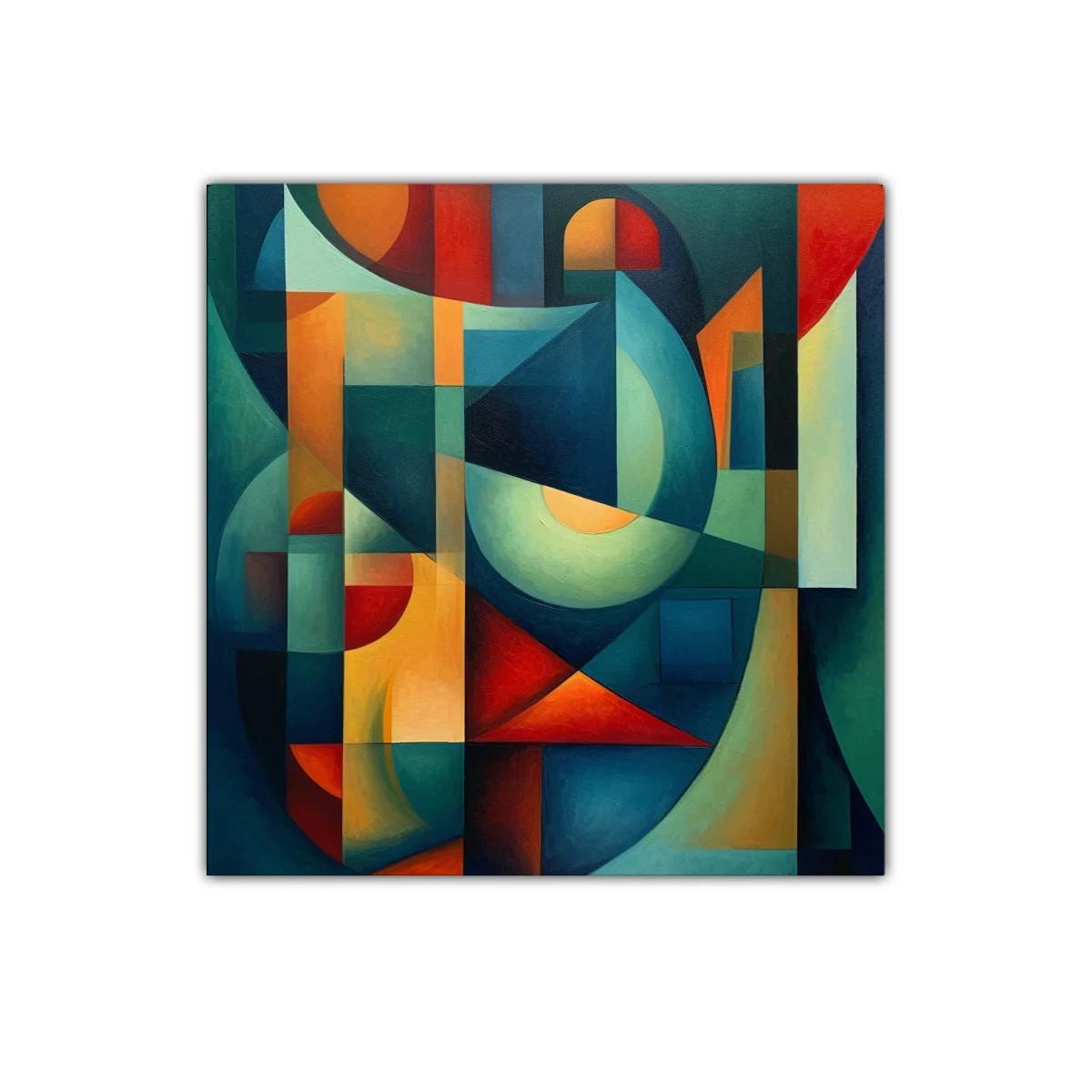 Composición geométrica con vibrantes tonos cálidos y fríos