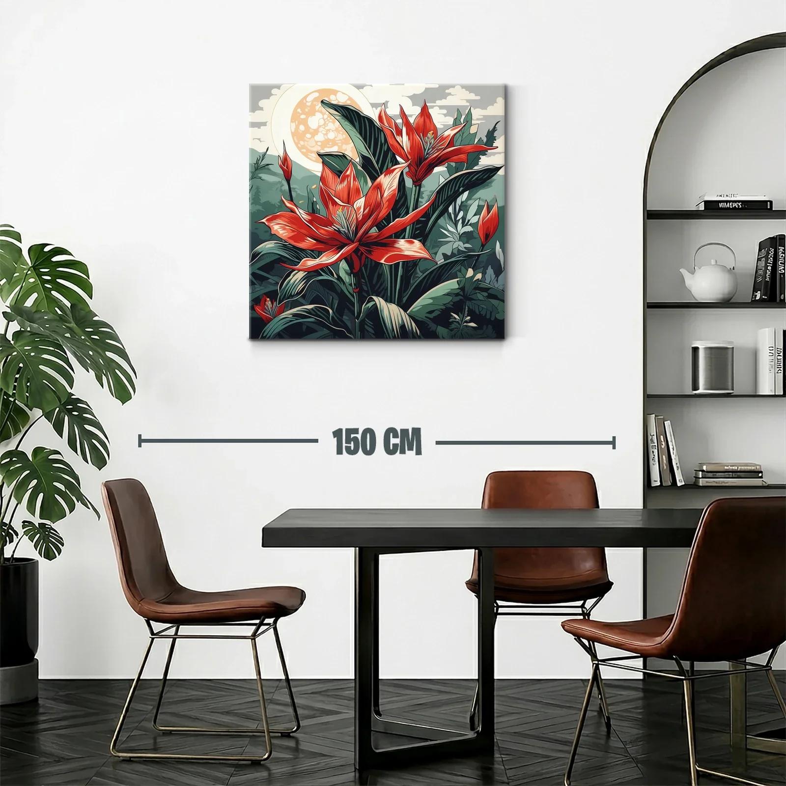 Exuberante cuadro floral con tonos rojos y verdes vivos — miniatura 2