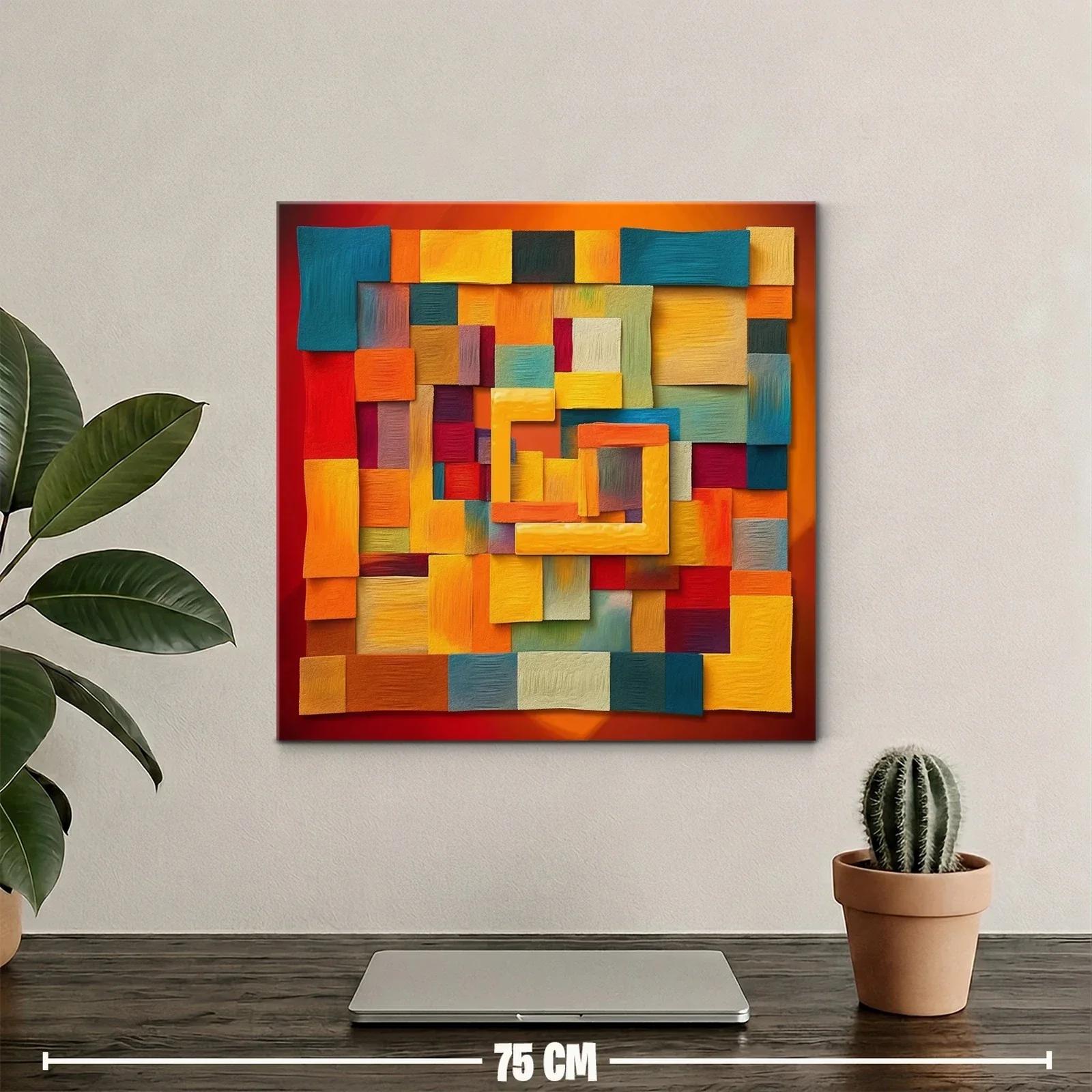 Composición geométrica en tonos cálidos y fríos vibrantes — miniatura 2