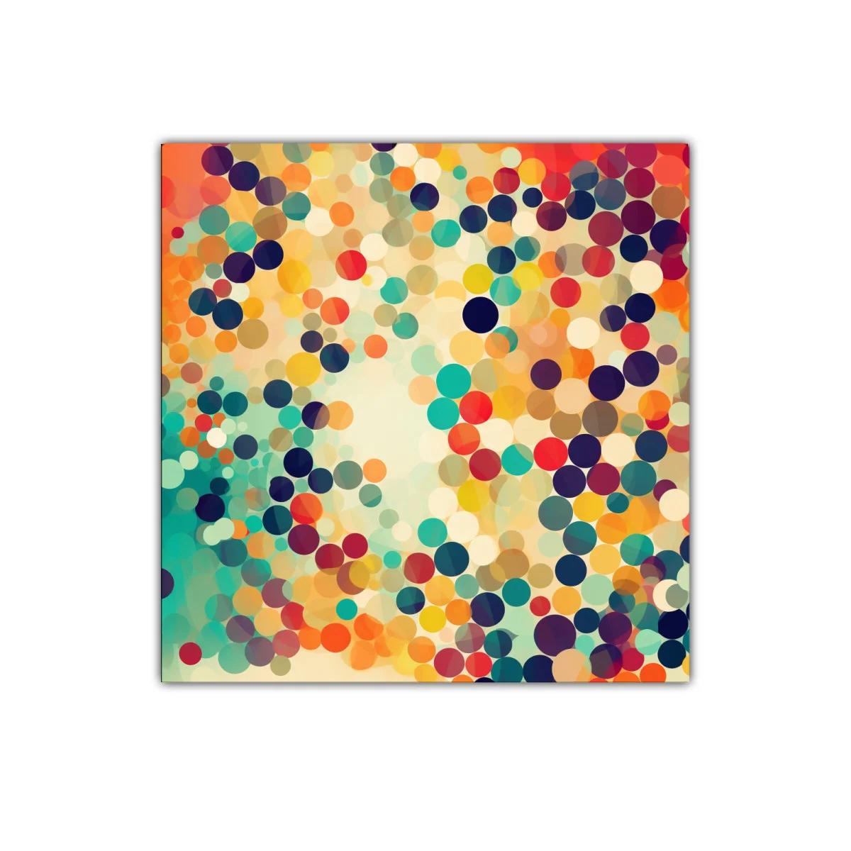 Cuadro decorativo con círculos multicolor en composición dinámica