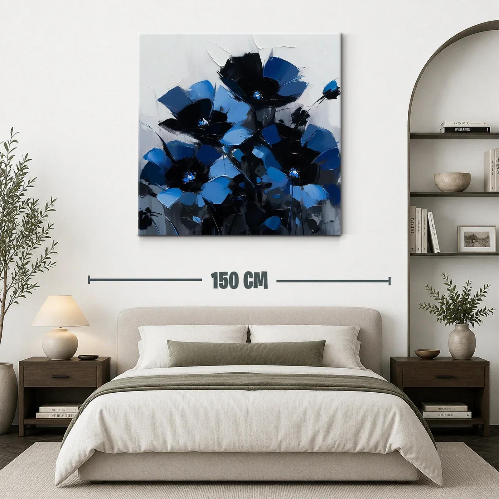 Cuadro floral en intensos tonos azul y negro — miniatura 3