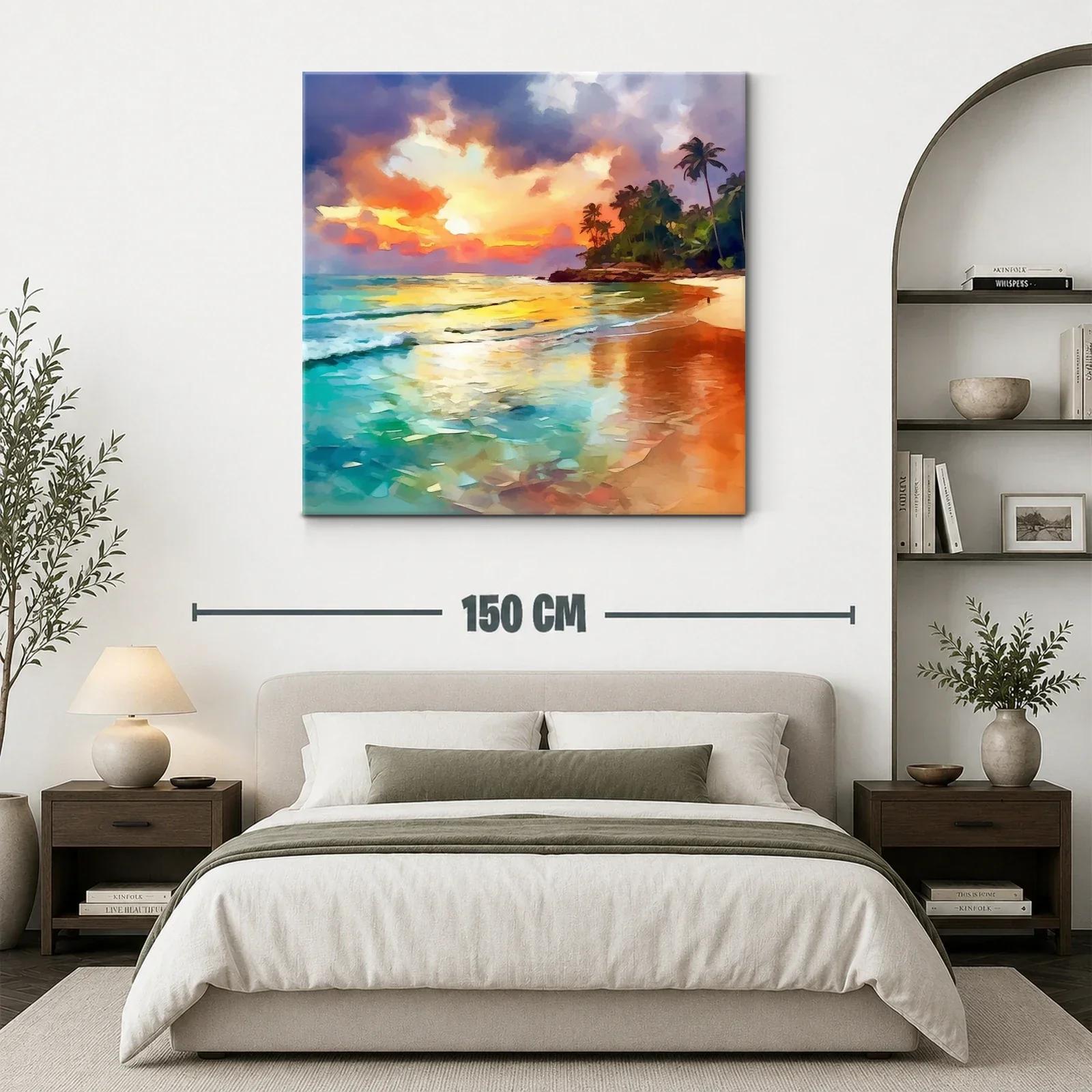 Atardecer tropical con palmeras y mar tranquilo — miniatura 3