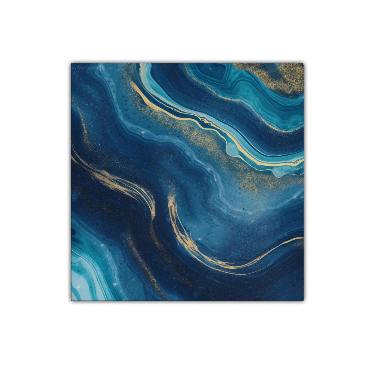 Cuadro decorativo abstracto con tonos azules y dorados — imagen principal