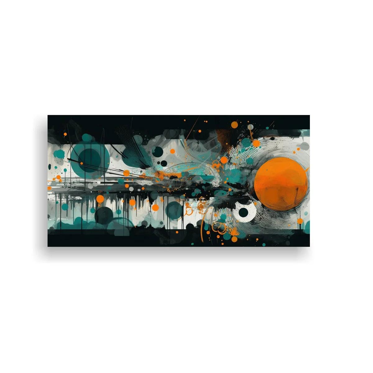Cuadro círculos abstractos con salpicaduras y trazos superpuestos