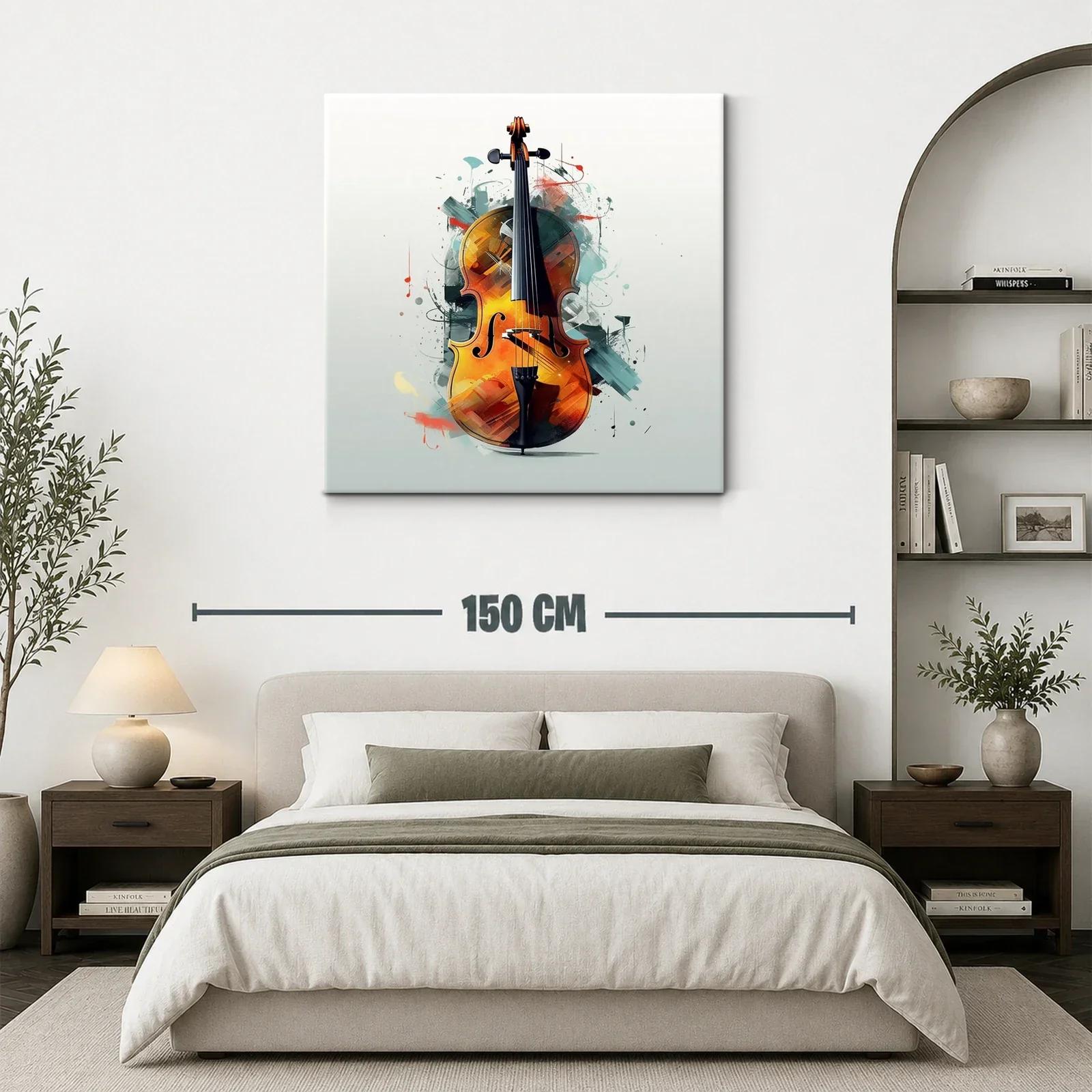 Cuadro con violín vibrante y toque moderno artístico — miniatura 3