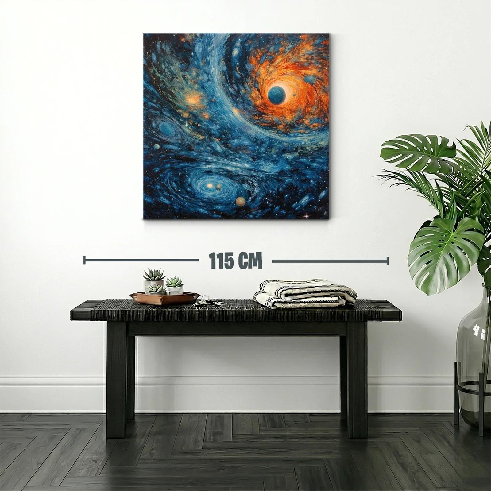 Cuadro Cósmico con Galaxias y Planetas en Movimiento — miniatura 2