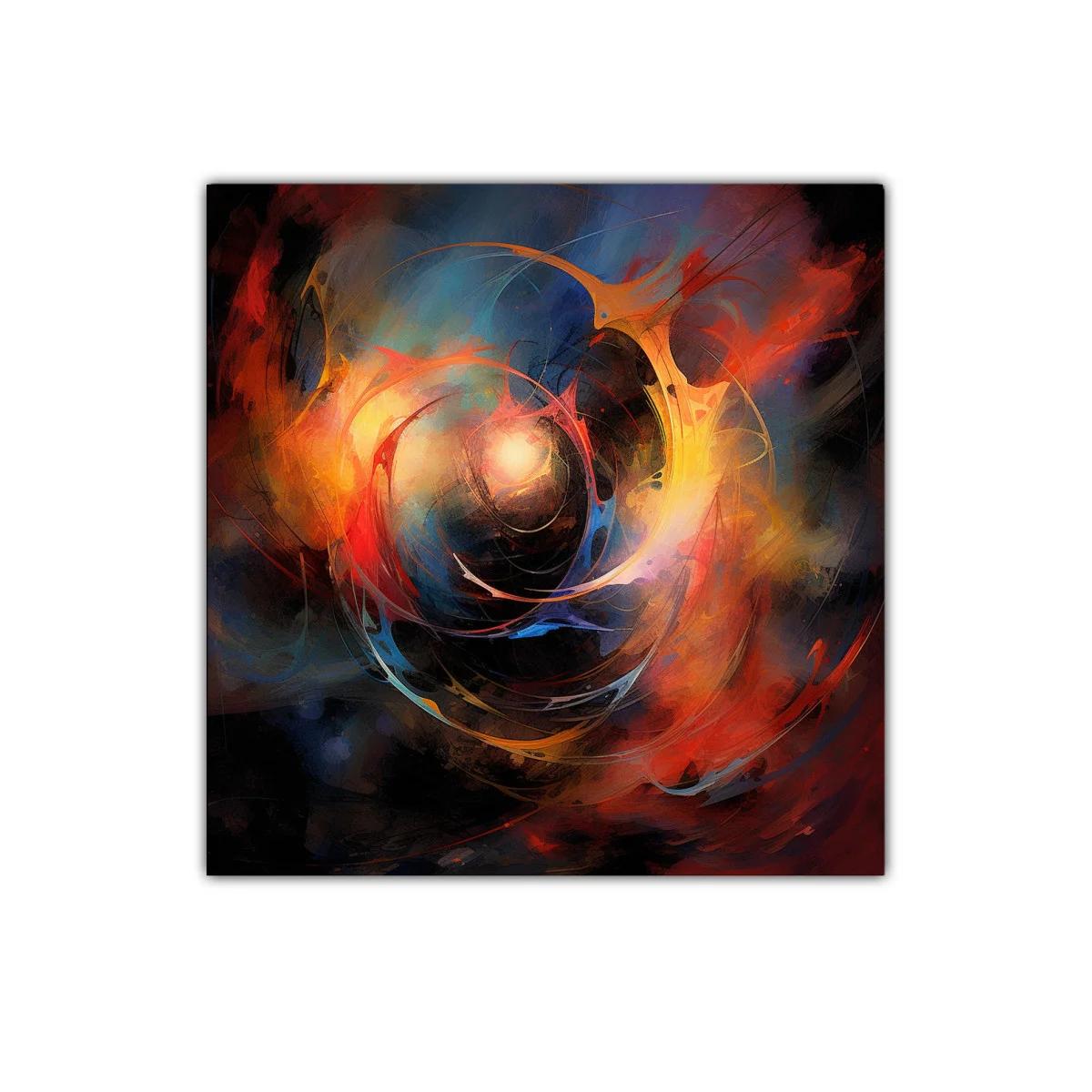 Cuadro abstracto vibrante con tonos cálidos y fríos en contraste — imagen principal