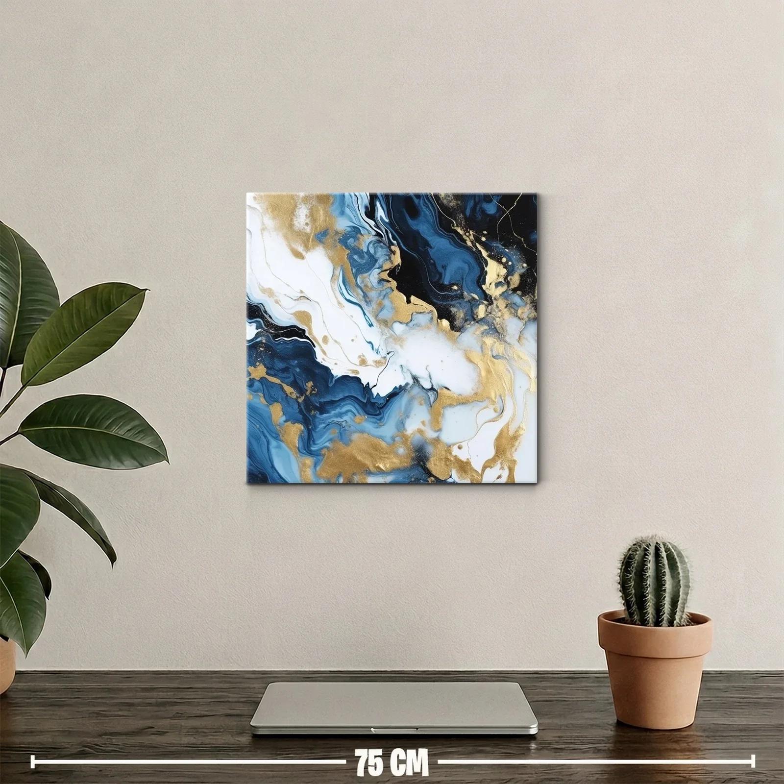Arte abstracto en tonos azules con destellos dorados llamativos — miniatura 2
