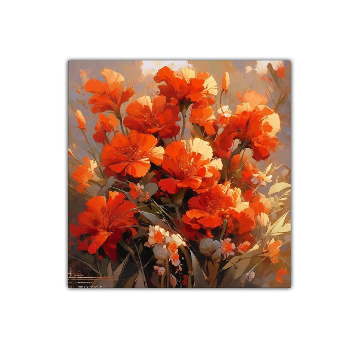Flores vibrantes en tonos naranjas y cálidos