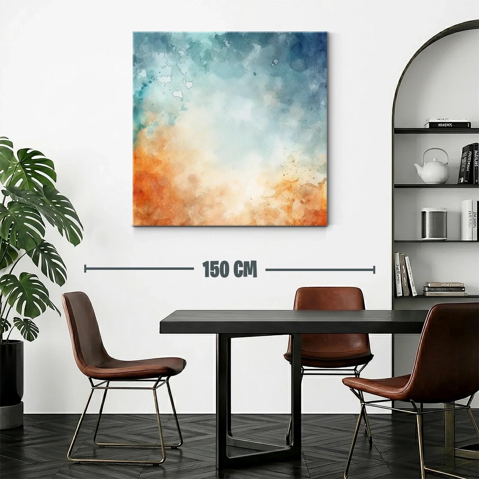 Cuadro abstracto con tonos cálidos y fríos en armonía — miniatura 2