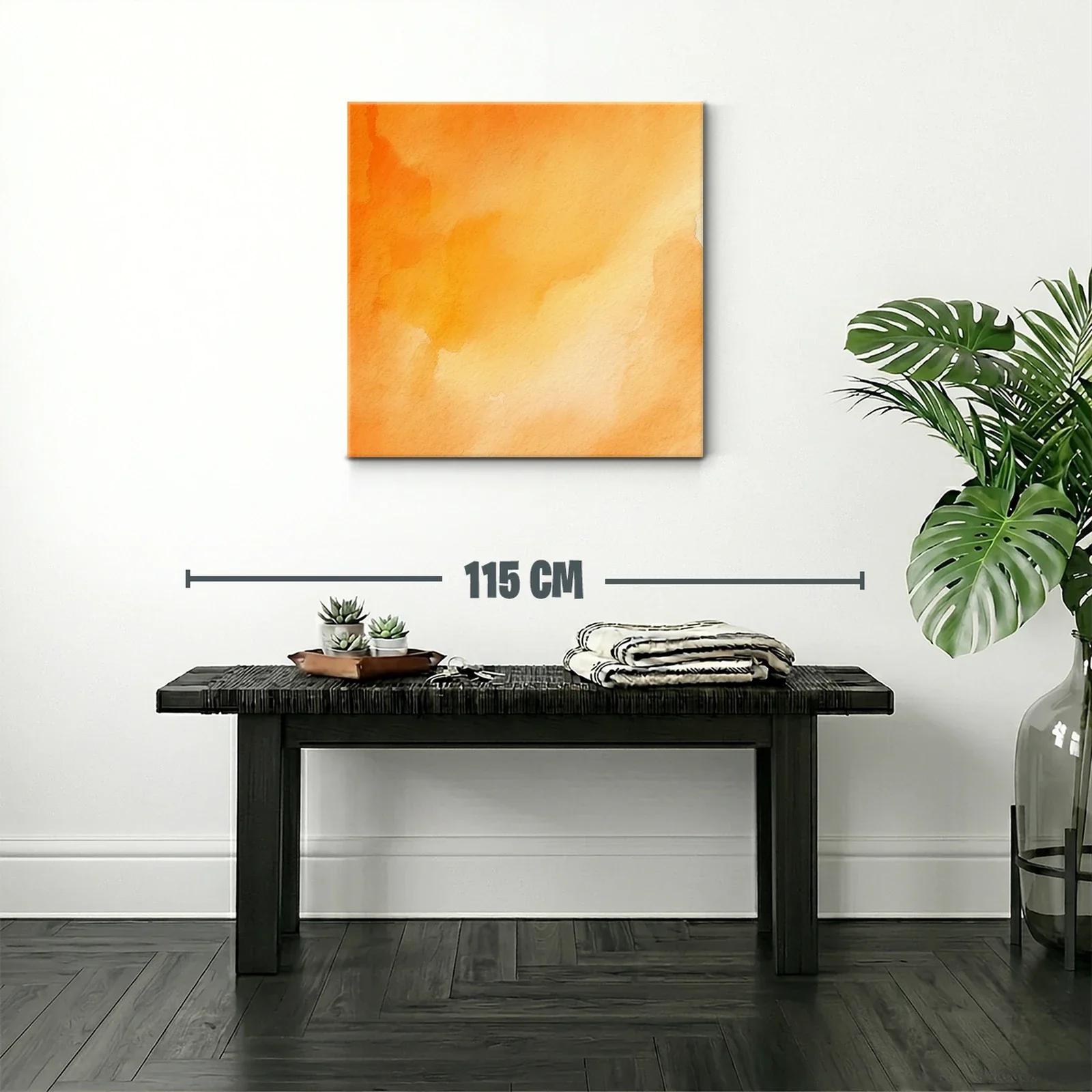 Cuadro abstracto con tonos cálidos en naranja y amarillo — miniatura 2