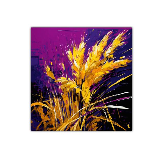 Explosión de Trigo Dorado en Fondo Purpura Vibrante
