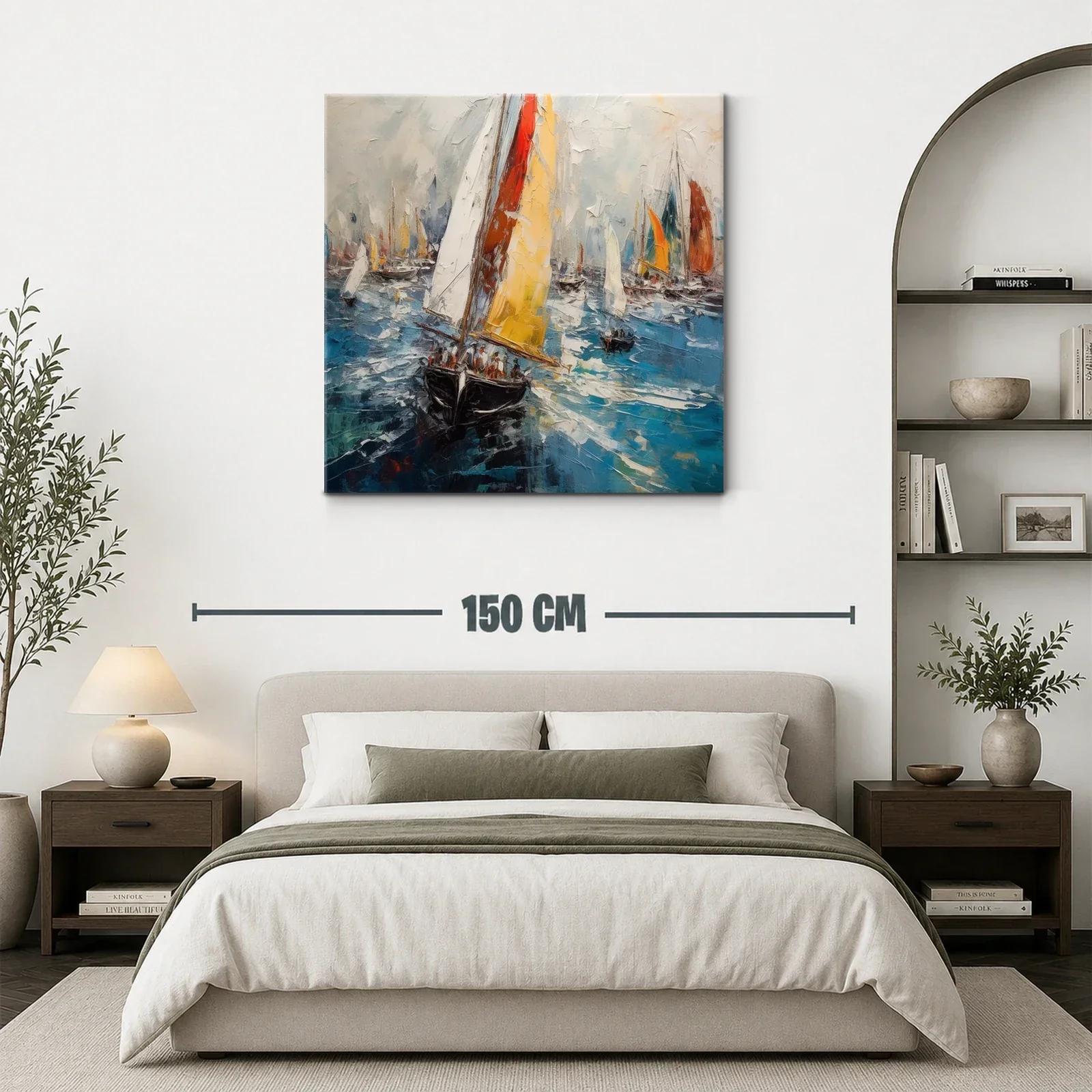 Regata de veleros en vibrantes aguas azules — miniatura 3