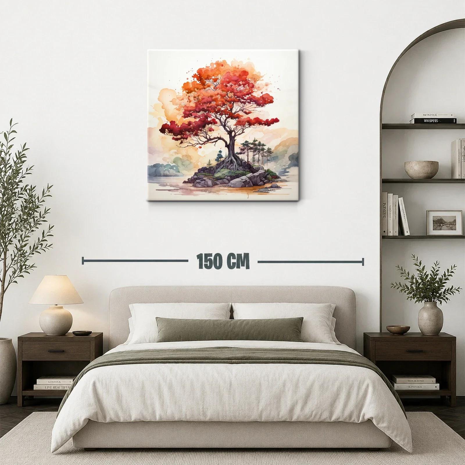 Árbol rojizo en isla junto a un lago sereno — miniatura 3