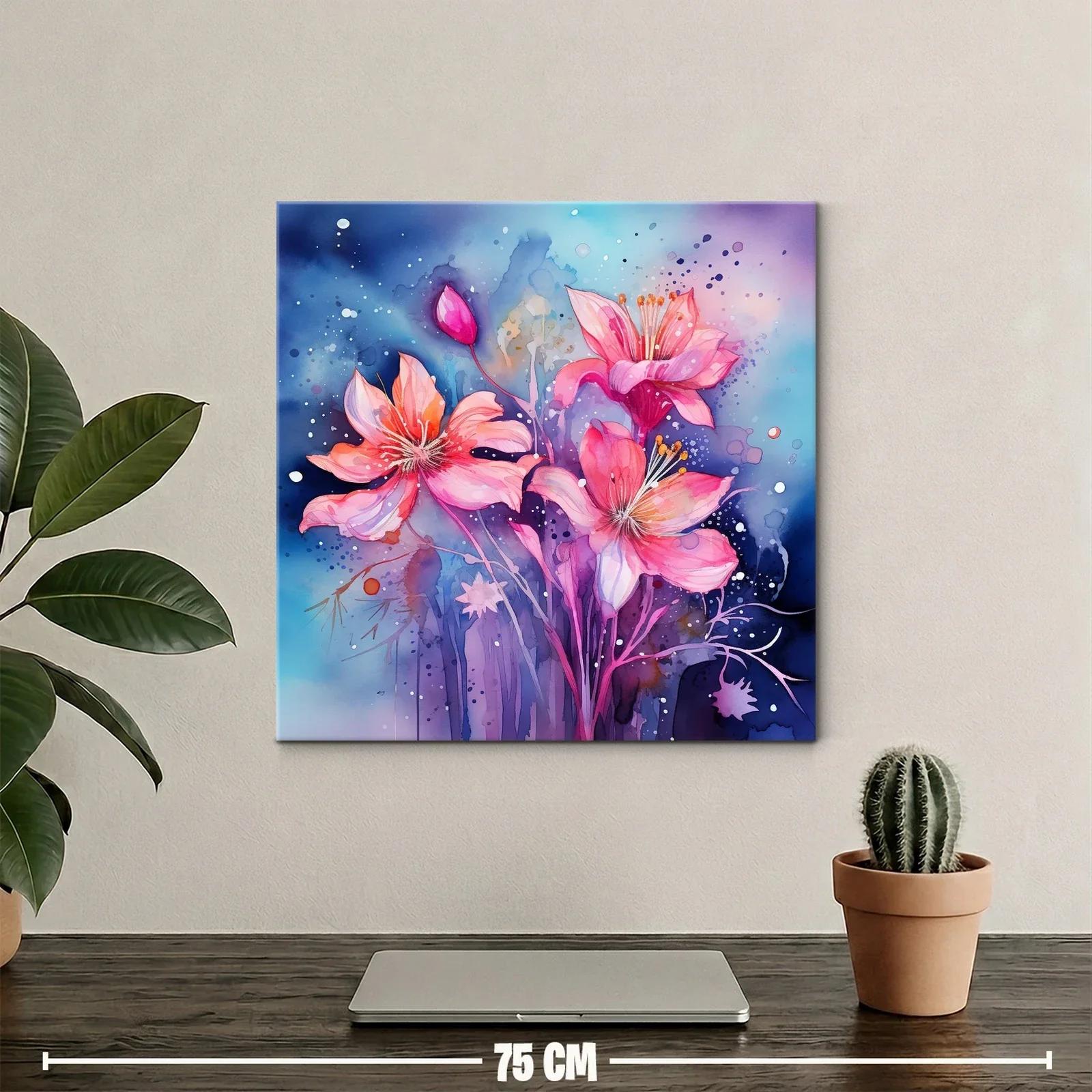Flores vibrantes en tonos rosa y azul profundo — miniatura 2