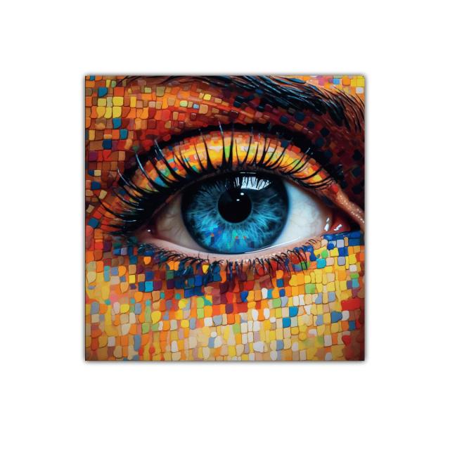 Impacto visual de ojo azul con mosaicos vibrantes coloridos