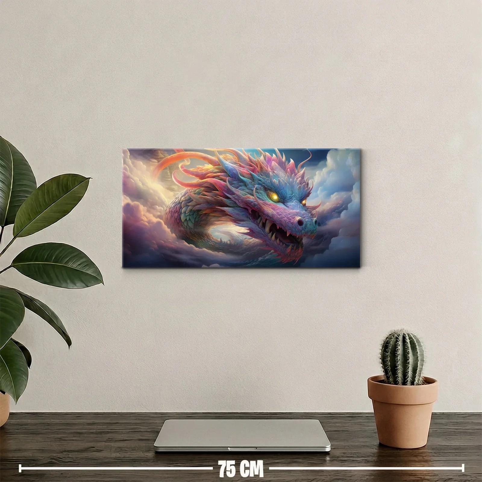 Cuadro dragón oriental con hocico abierto y ojos brillantes — miniatura 2