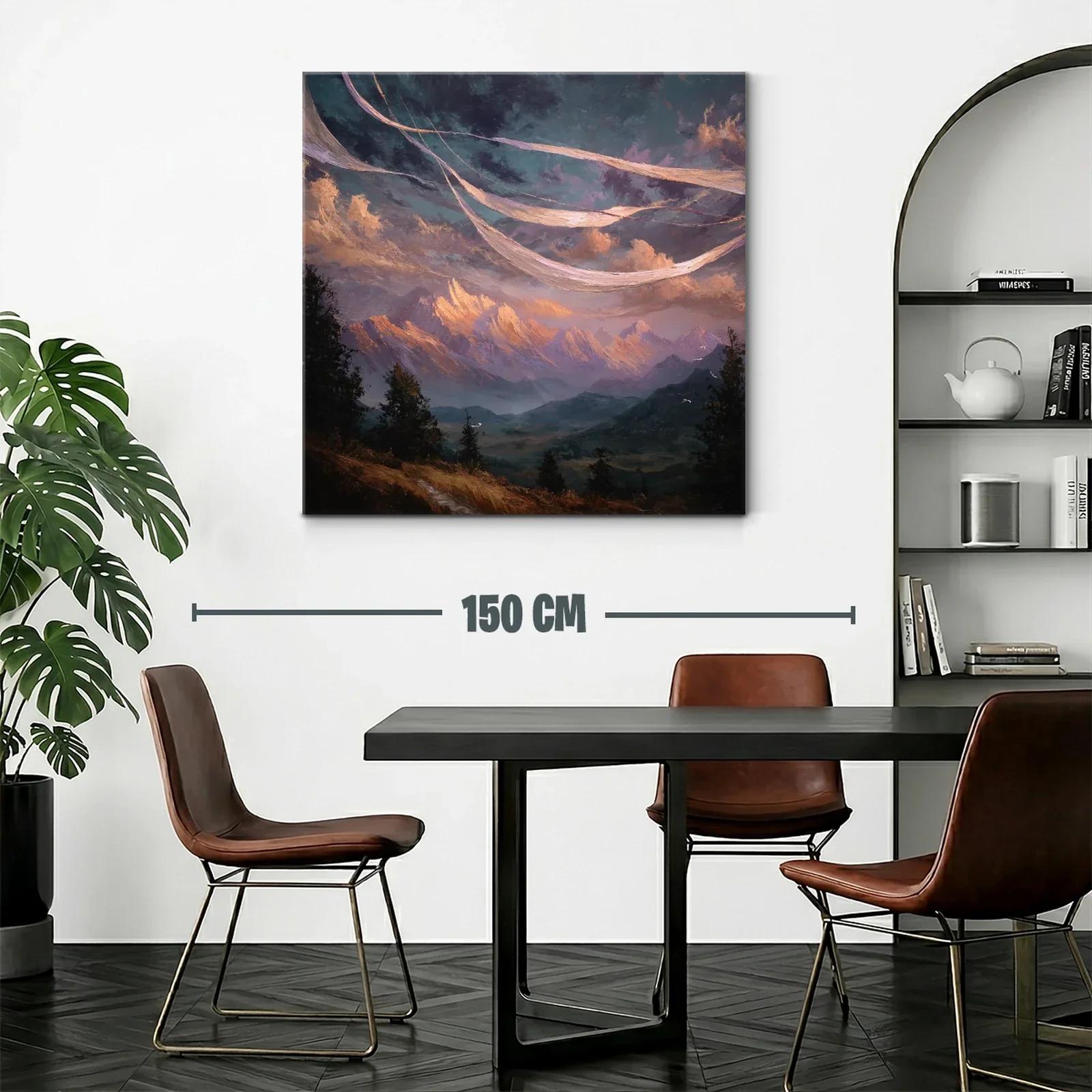 Paisaje montañoso con cielo dramático y nubes cálidas — miniatura 2