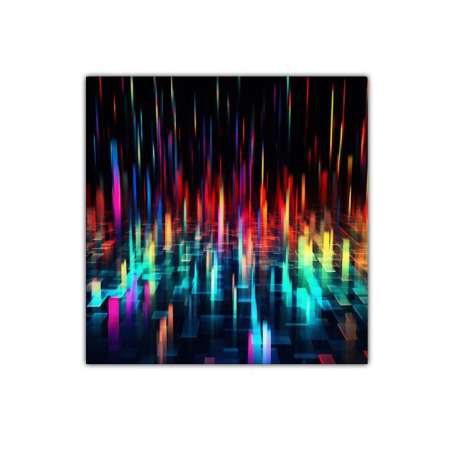 Arte digital con luces vibrantes y formas geométricas