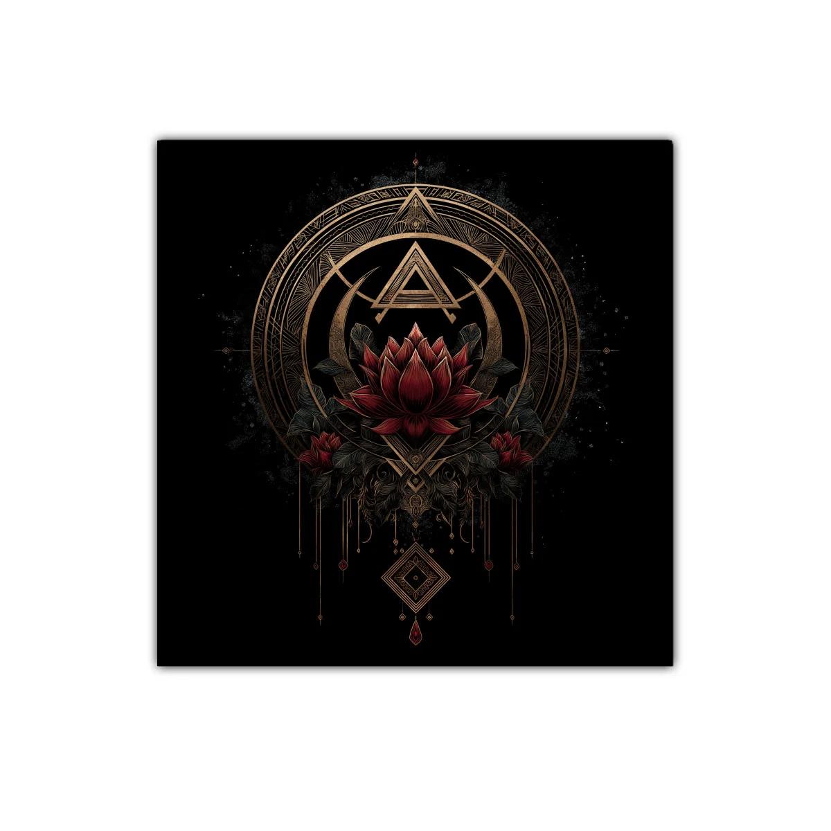 Flor de loto mística con símbolos geométricos dorados — imagen principal