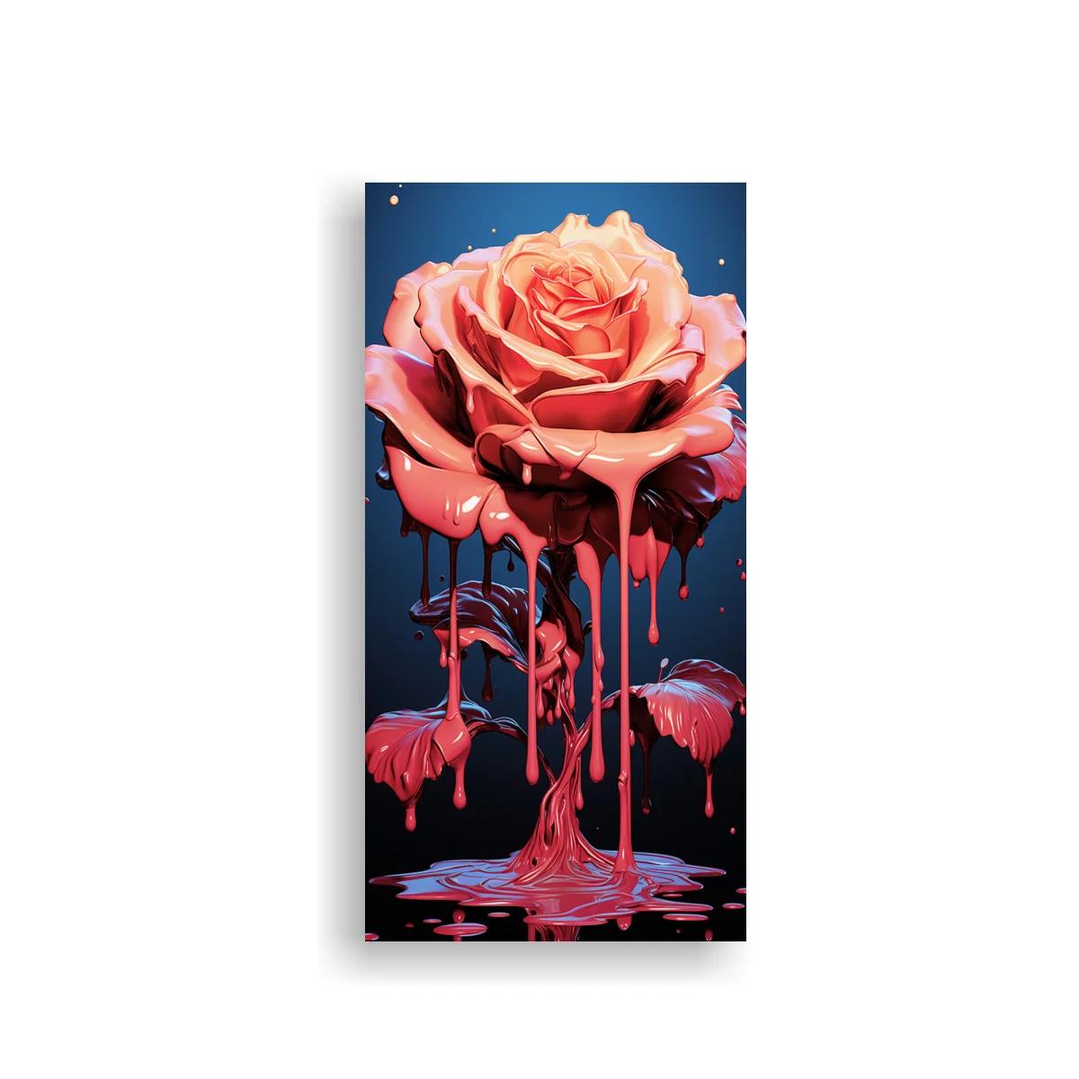 Cuadro rosa rosa con goteos de pintura