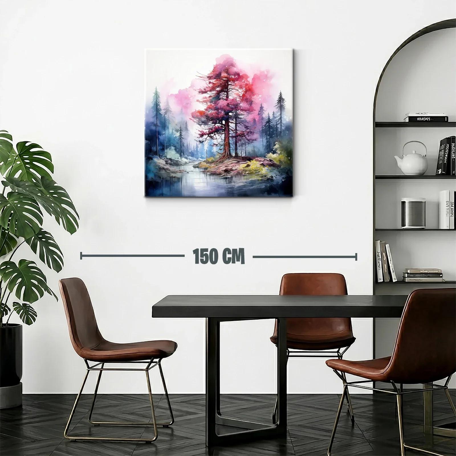 Paisaje onírico con árbol rojizo en isla tranquila — miniatura 2
