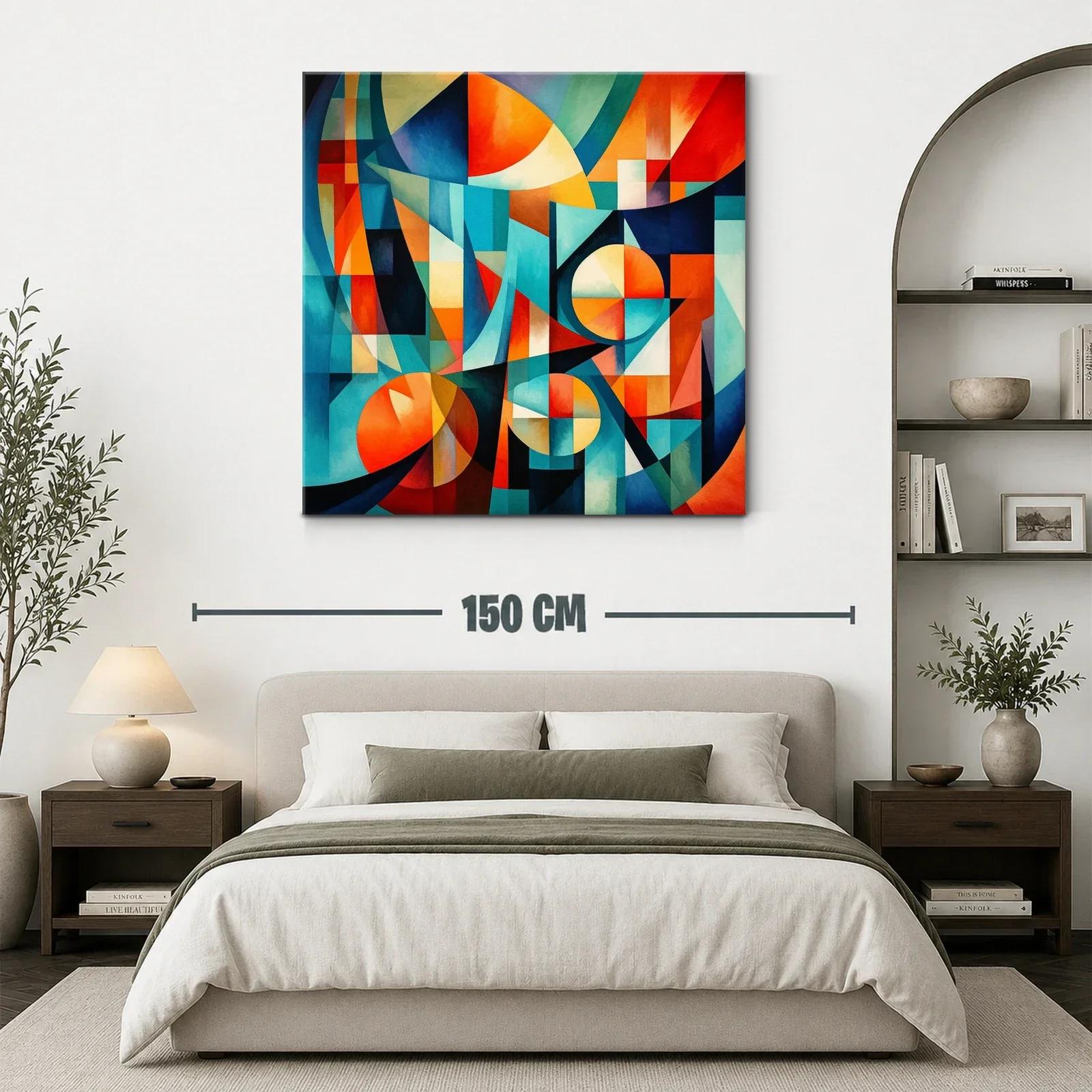 Composición abstracta en tonos cálidos y fríos vibrantes — miniatura 3