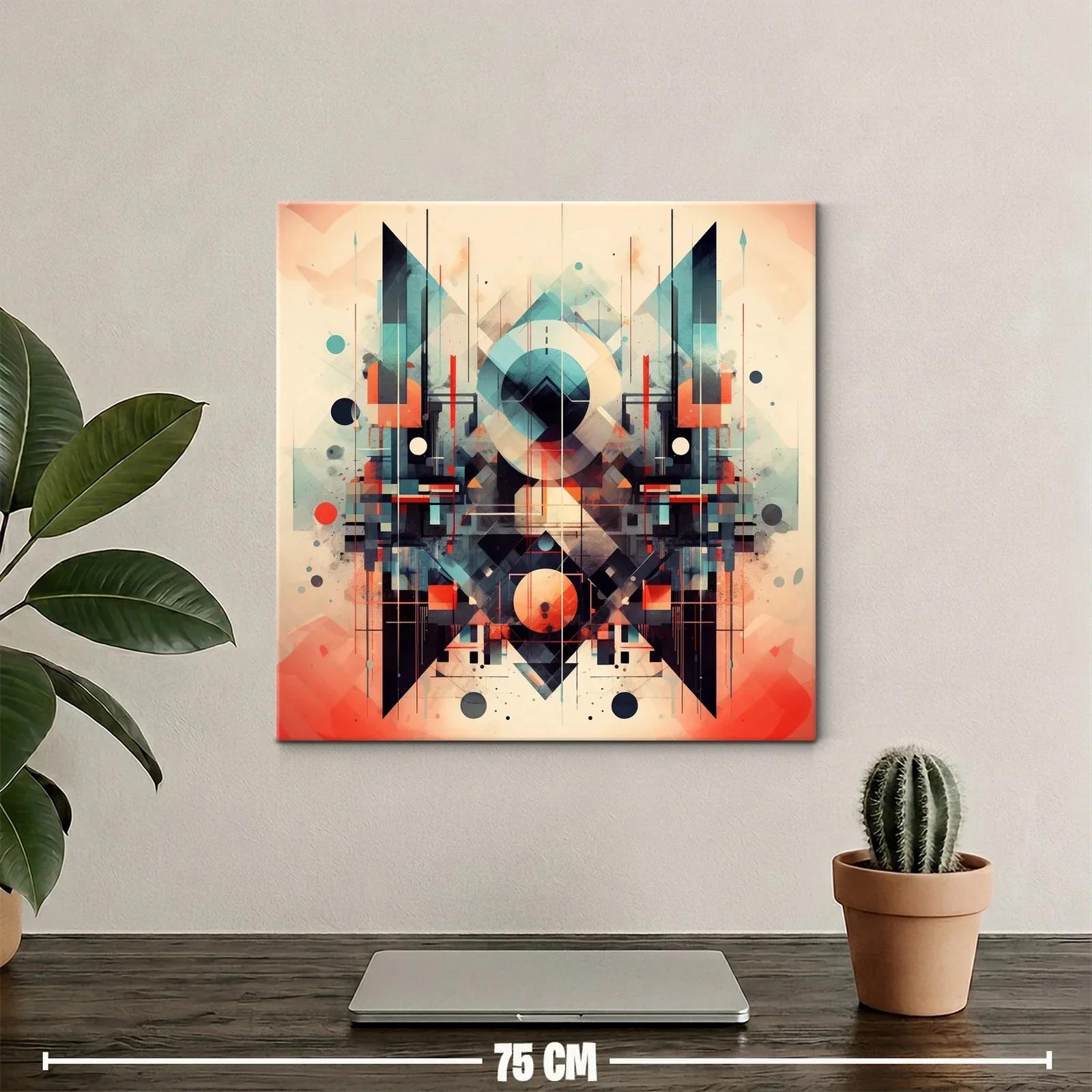 Composición geométrica abstracta en tonos cálidos y fríos — miniatura 2