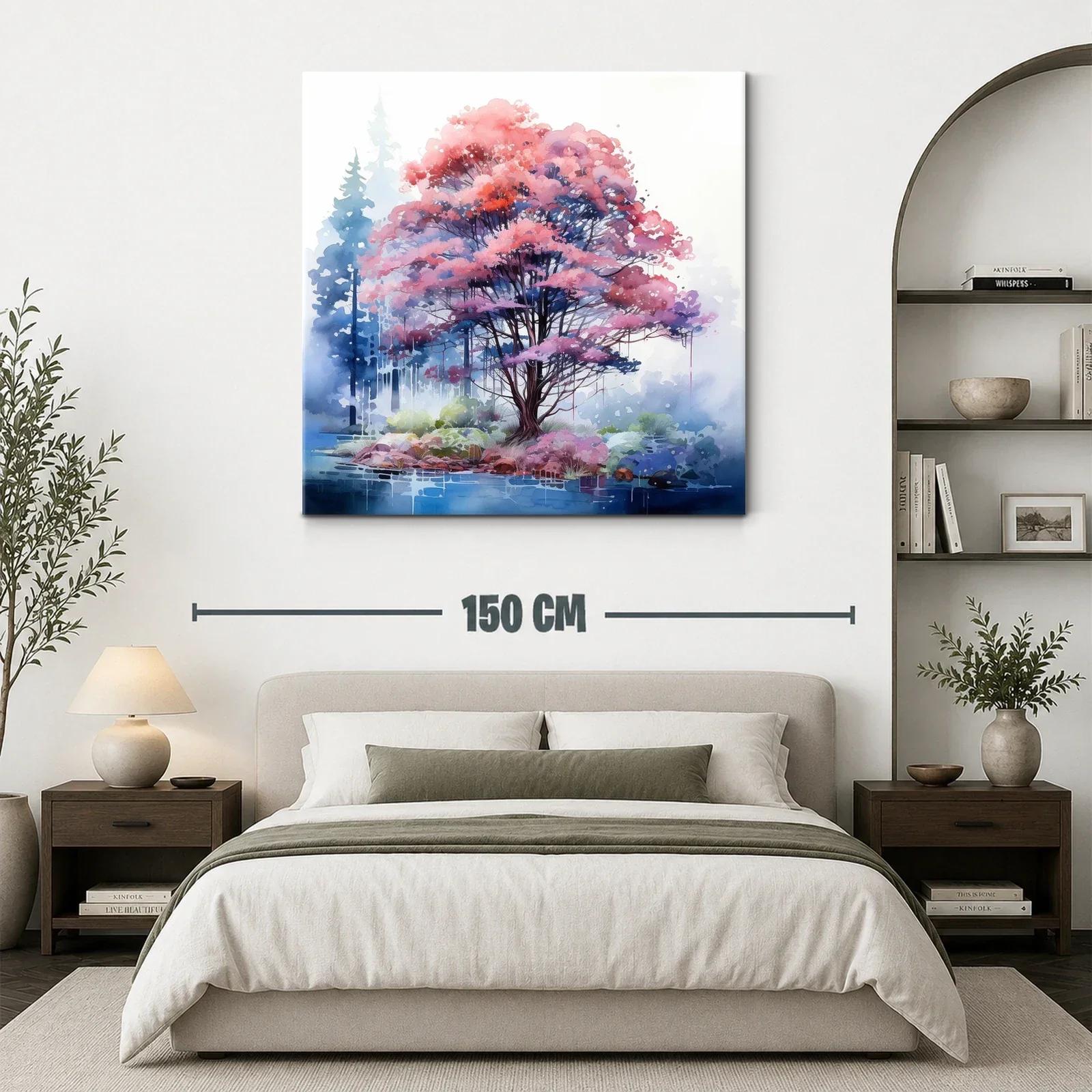 Árbol en tonos rosas y azules con paisaje onírico — miniatura 3