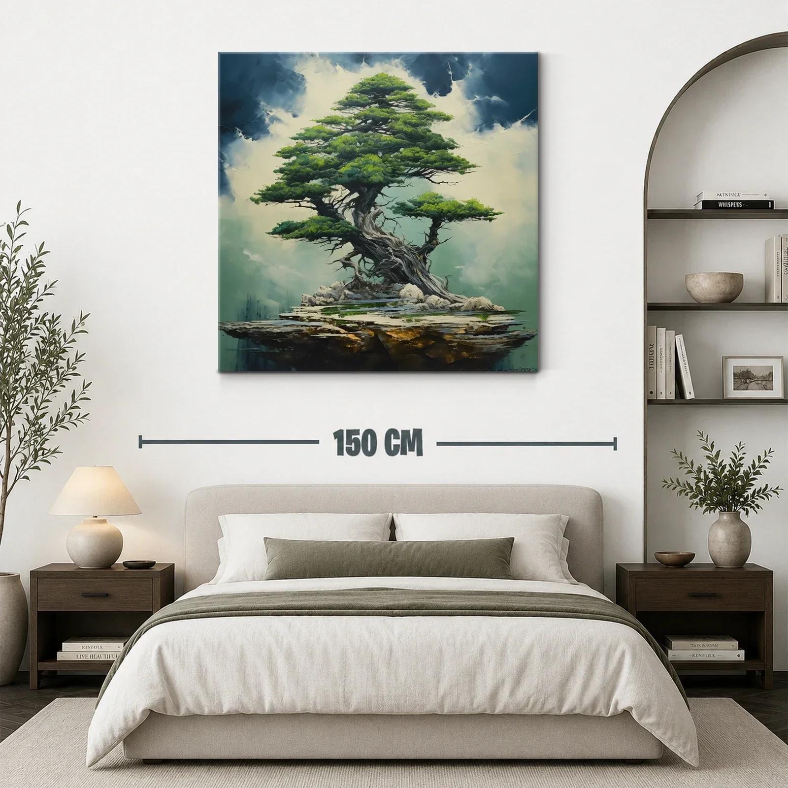 Árbol majestuoso sobre piedra con tonos verdes y azules — miniatura 3