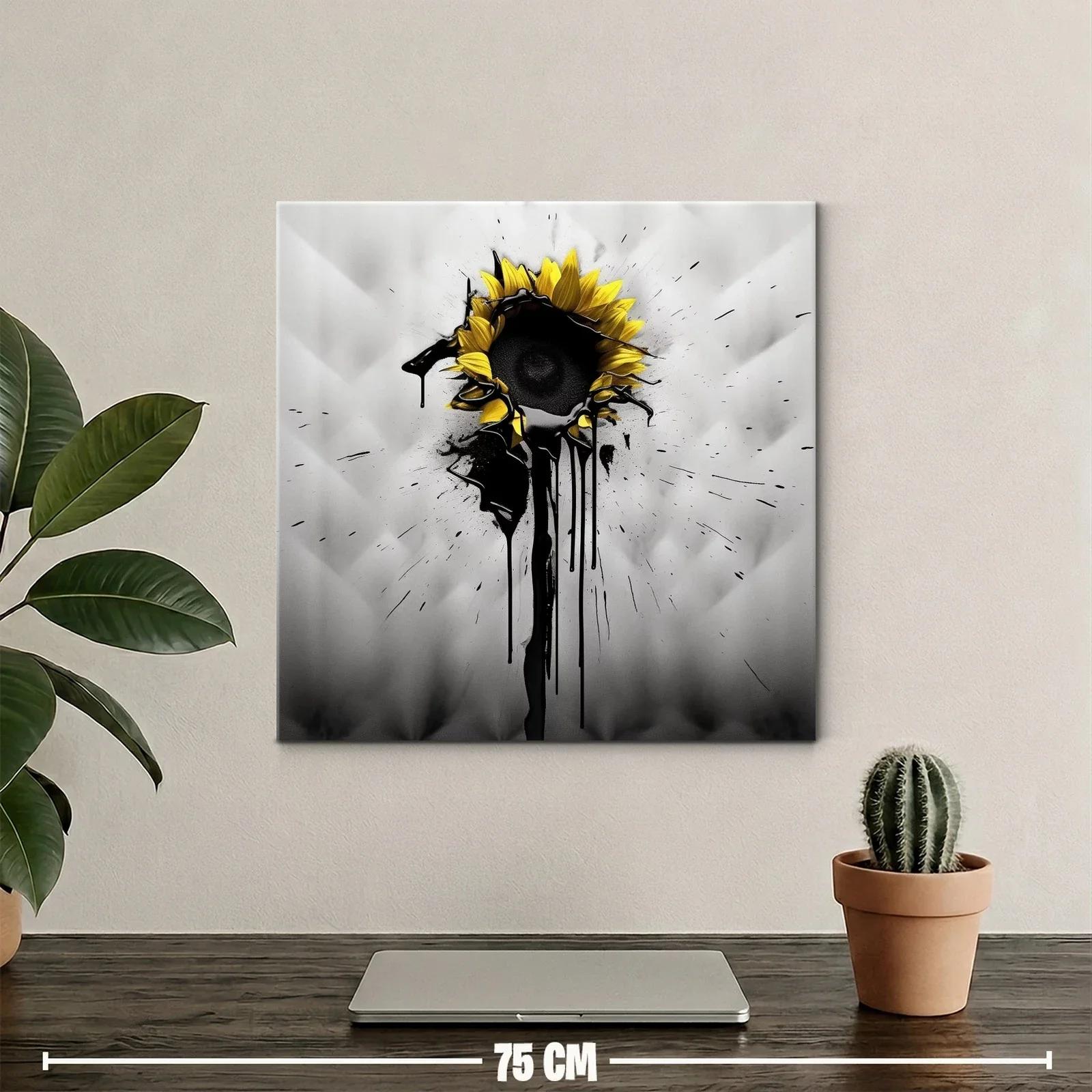 Girasol moderno con toque de tinta negra expresiva — miniatura 2