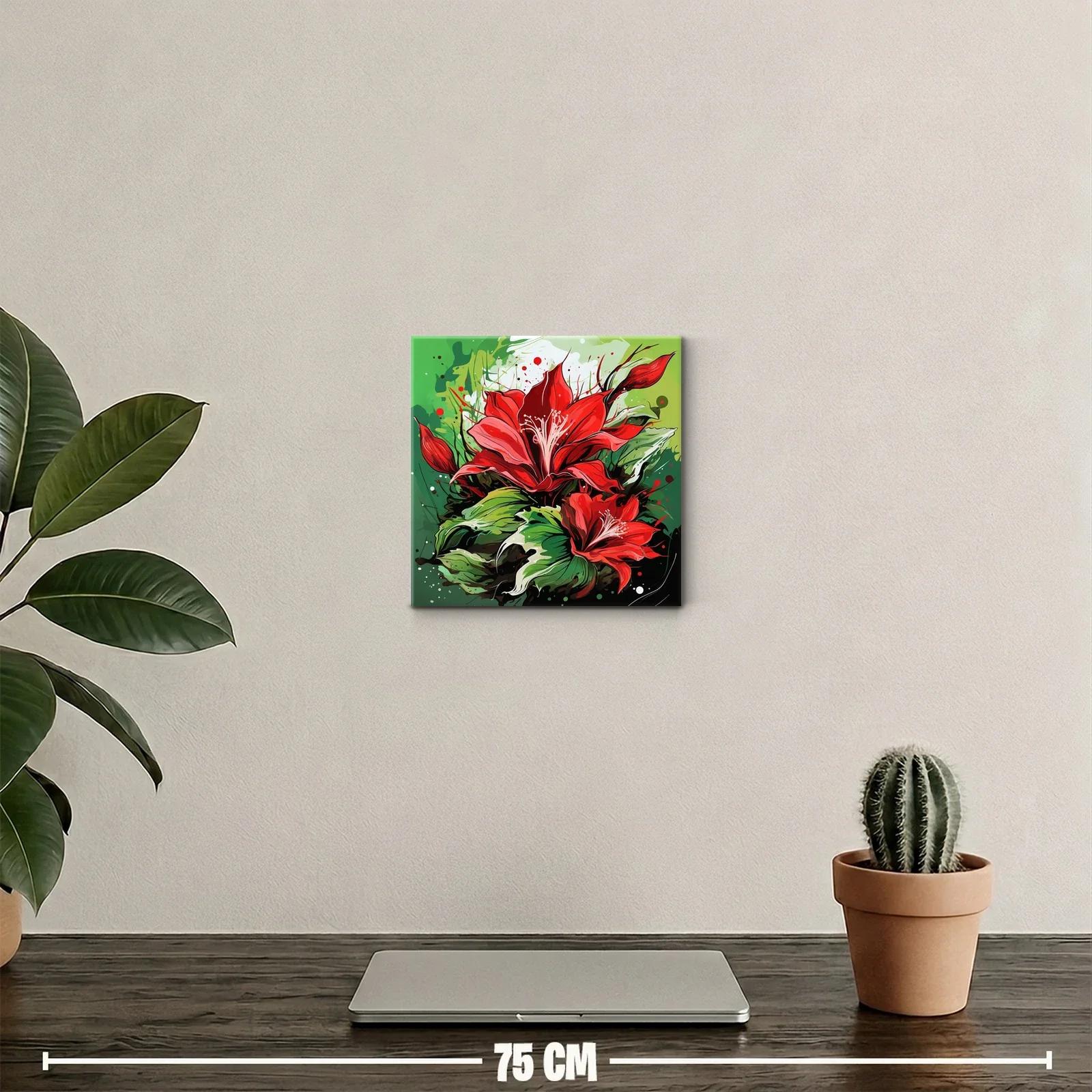 Flor roja vibrante con hojas verdes en contraste — miniatura 2