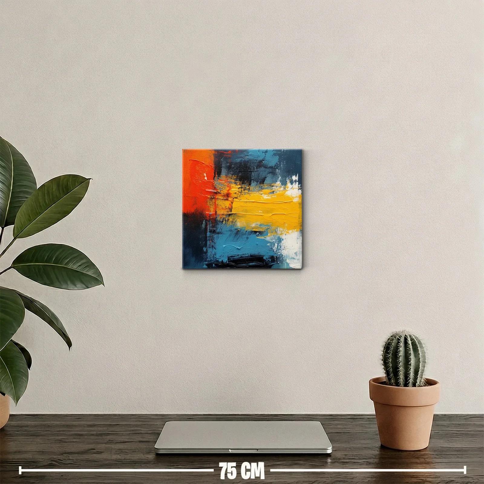 Cuadro abstracto con vibrantes tonos azules y naranjas — miniatura 2