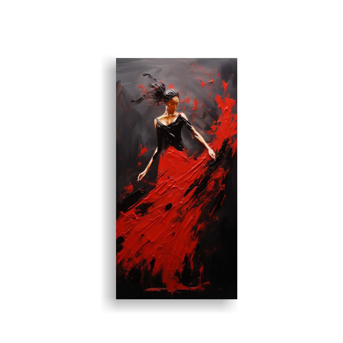 Cuadro bailarina con vestido rojo y pinceladas dramáticas