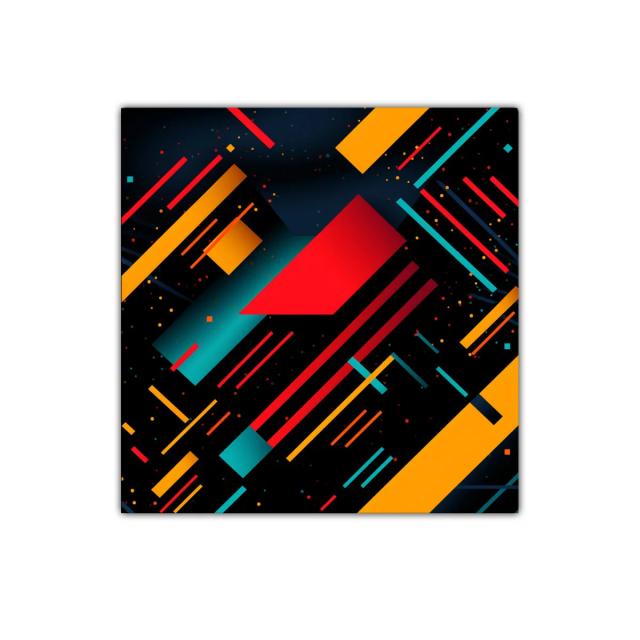 Composición abstracta con líneas y figuras geométricas vibrantes