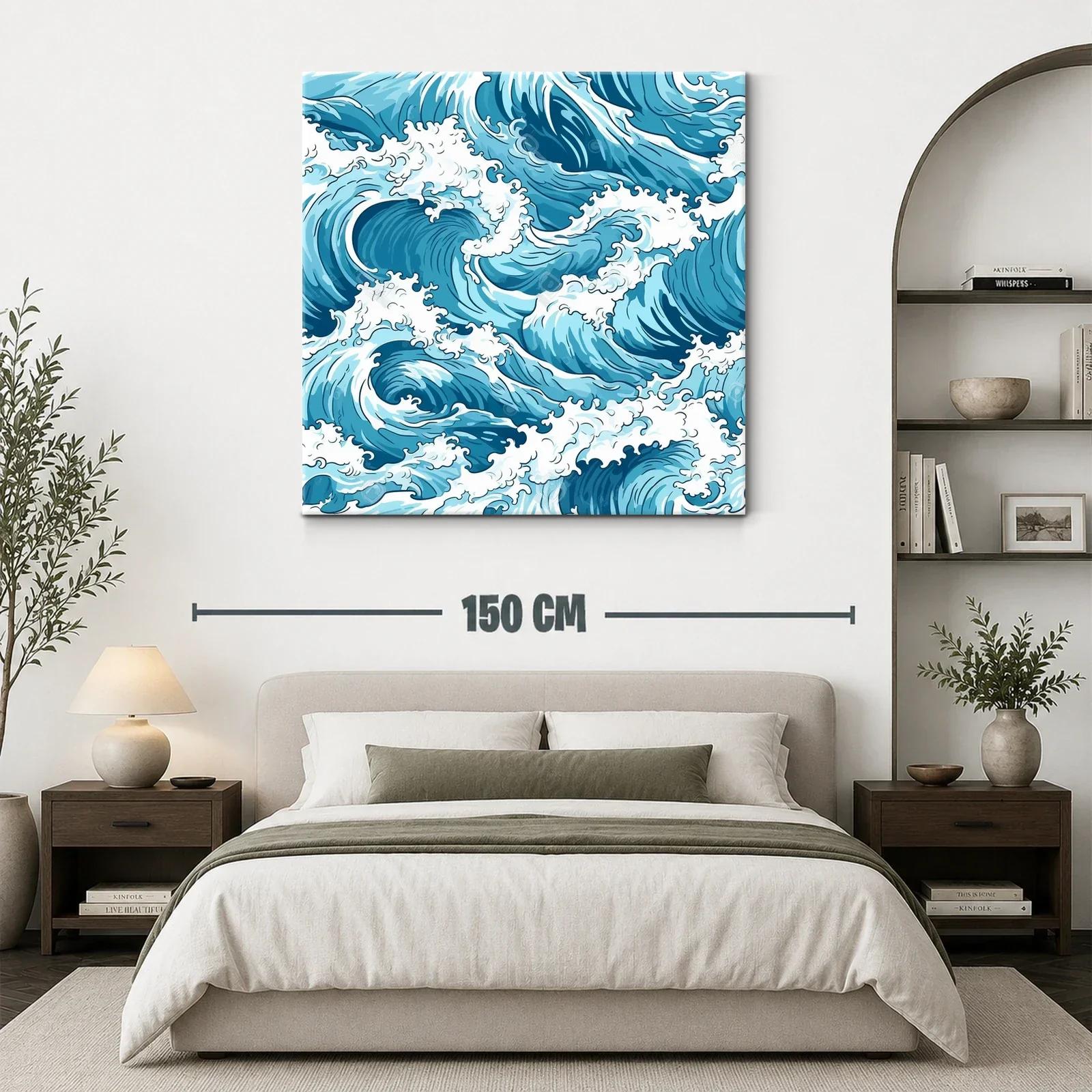 Impresionante obra de olas marinas en tonos azules y blancos — miniatura 3