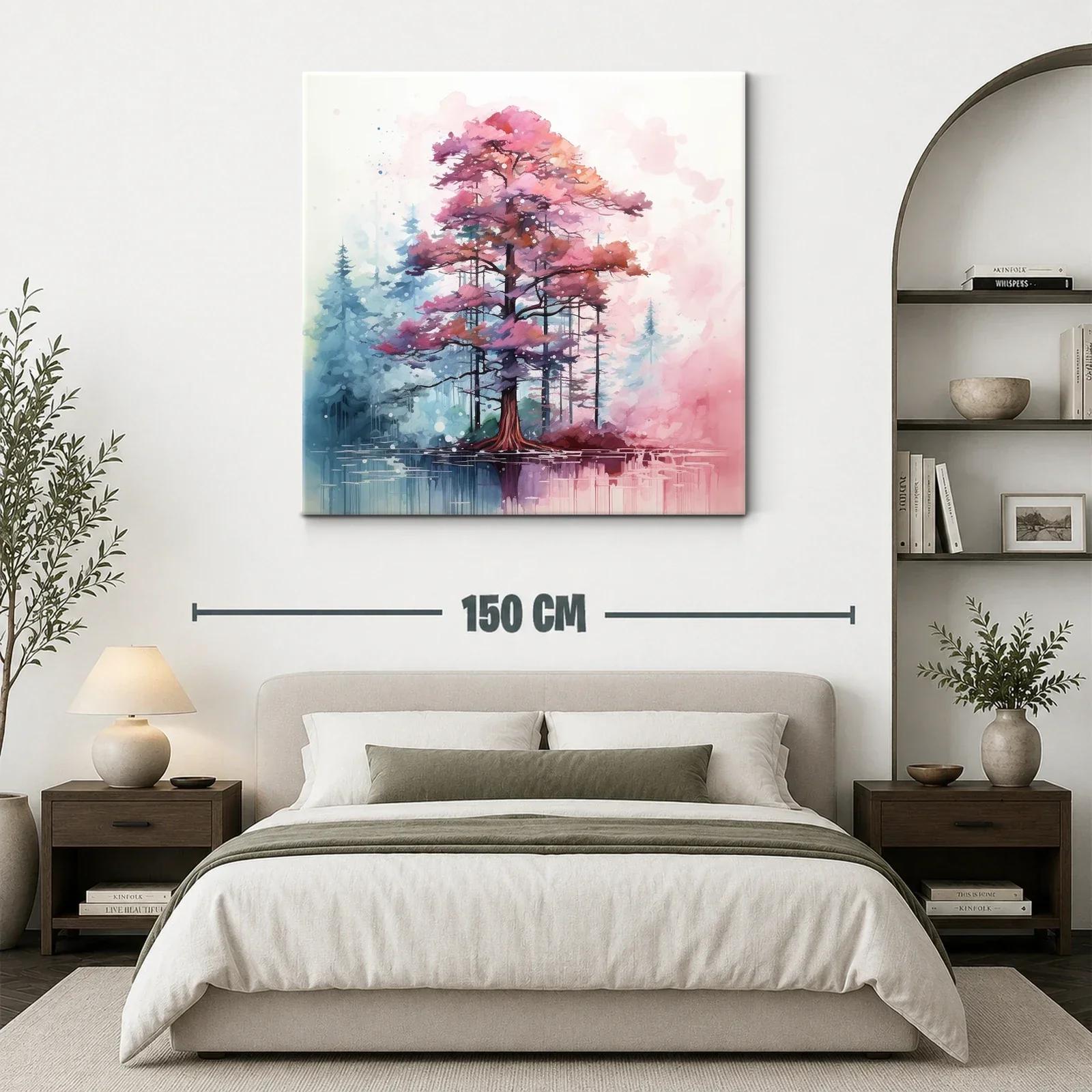 Árbol en tonos rosas y azules con reflejo en agua — miniatura 3
