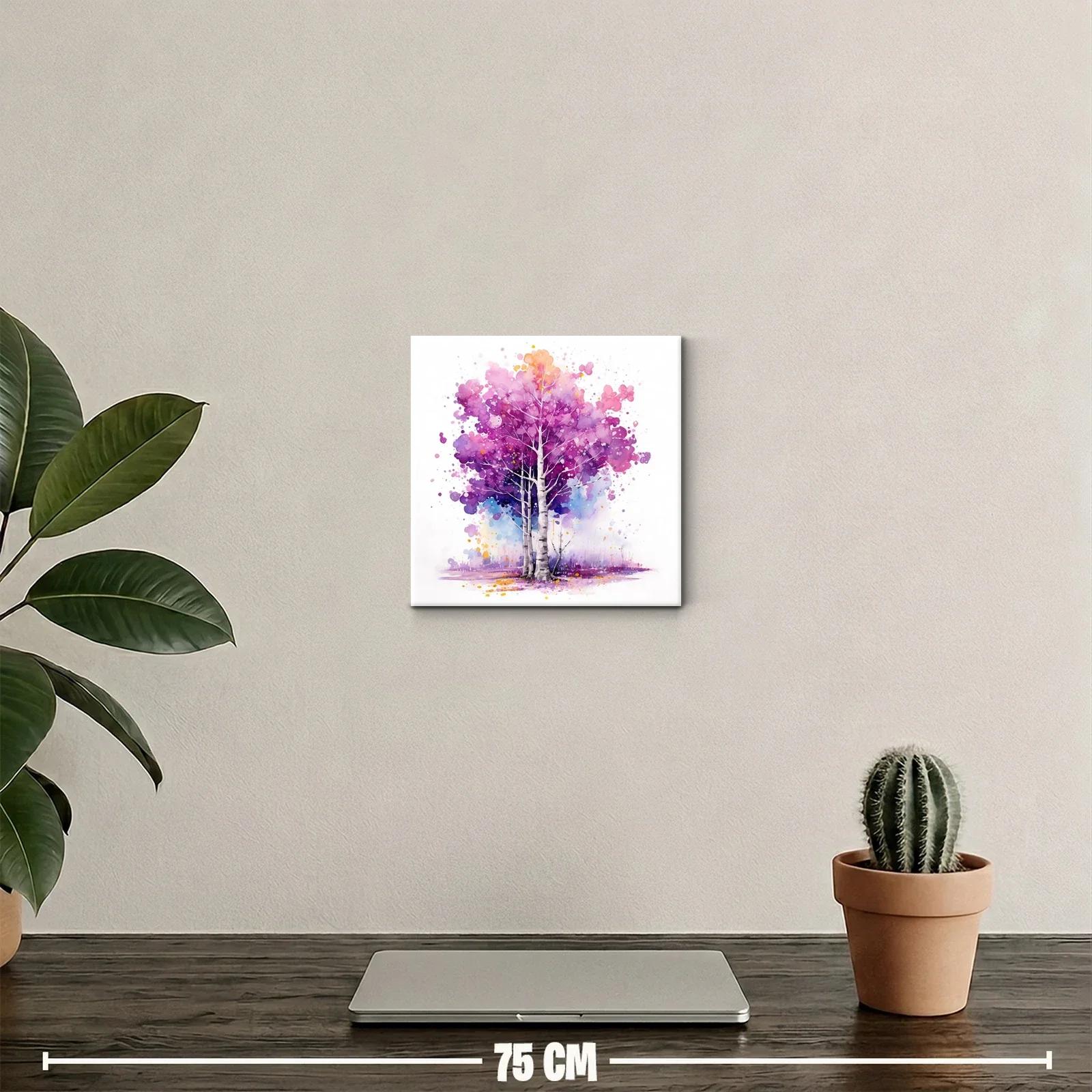 Cuadro decorativo de árbol en tonos púrpura y rosa — miniatura 2