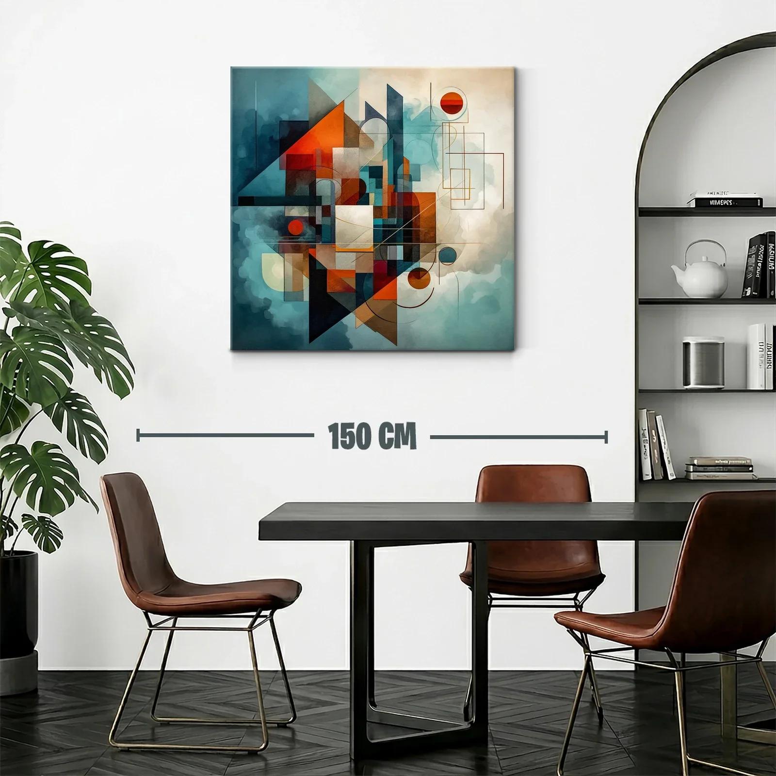 Composición geométrica abstracta en tonos cálidos y fríos — miniatura 2